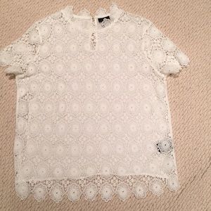 Who What Wear cream lace blouse